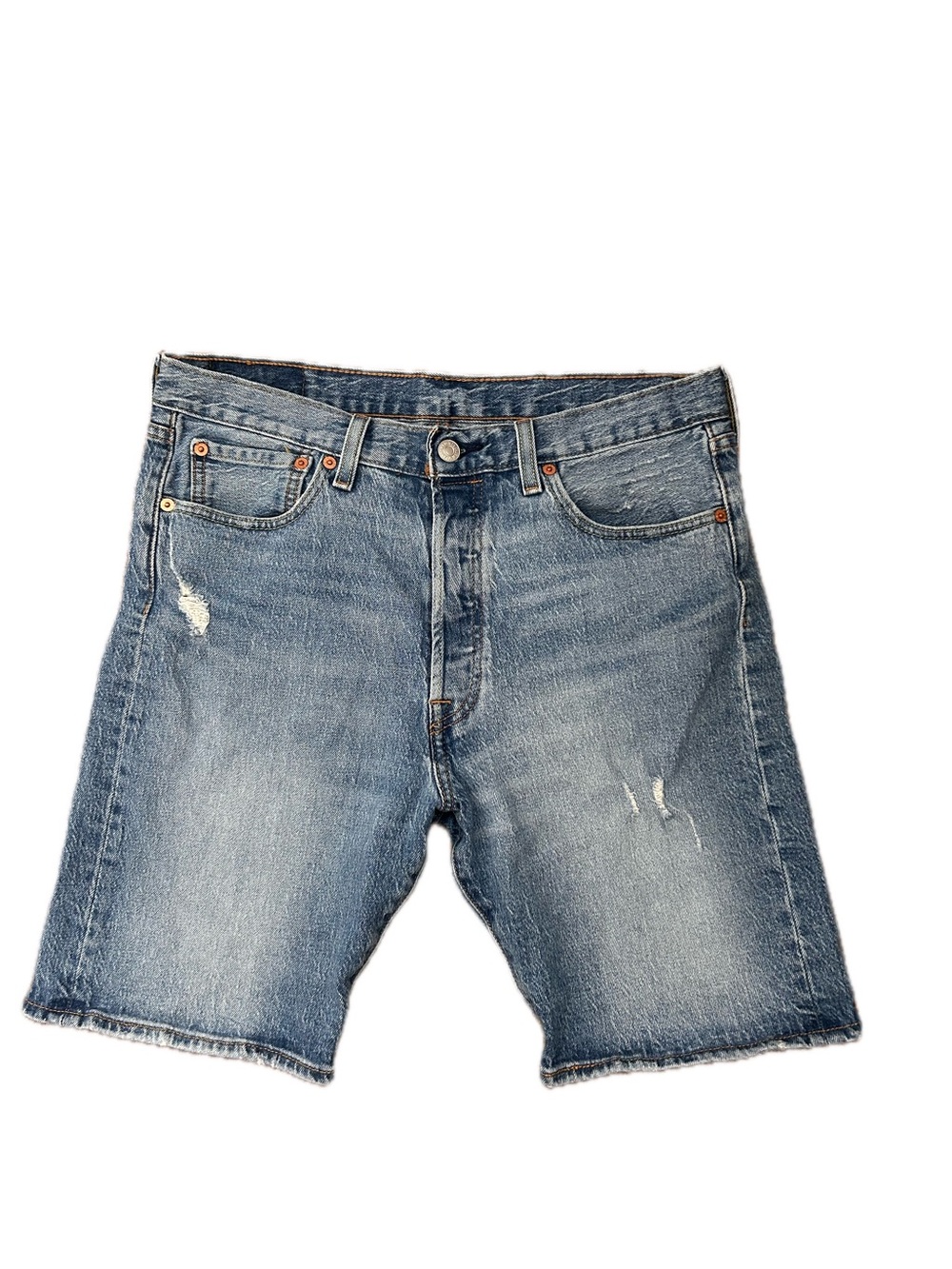 Levi's 501 Distressed Light Blue Denim Shorts